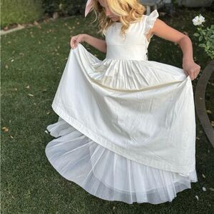 NWT J Crew Kids Crewcuts Girls Ivory White flutter-sleeve long maxi dress size 6